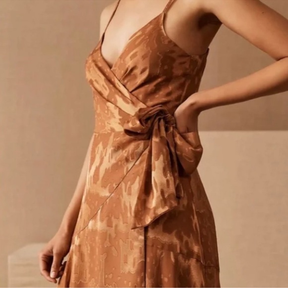 BHLDN Anthropologie Hutch Aldean long wrap dress in rust gold XXL - Picture 3 of 4